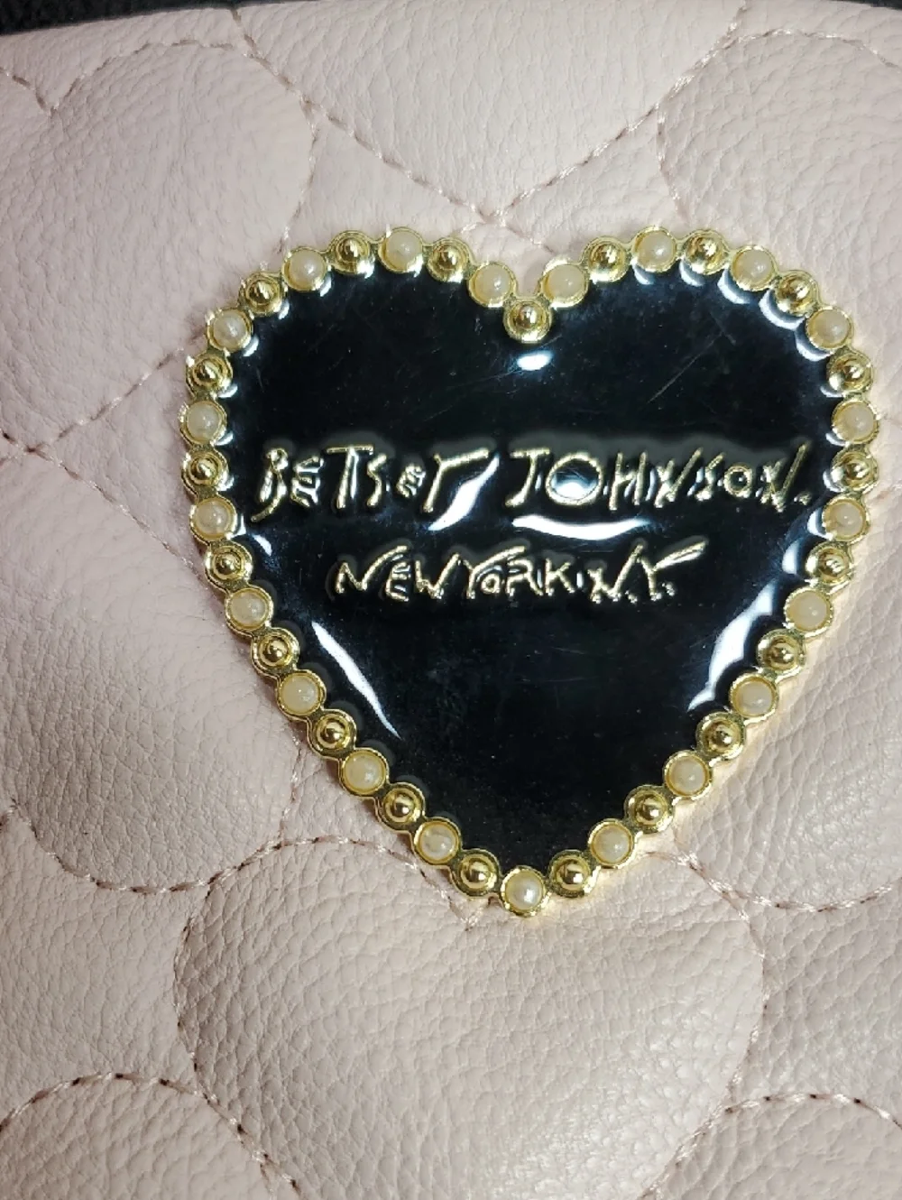 Betsey Johnson Heart Quilted Pink Black Grey Satchel Eiffel Tower Bag Charm